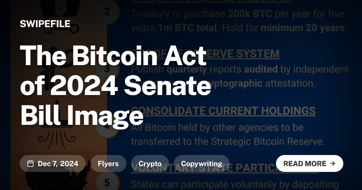 The Bitcoin Act of 2024 Senate Bill Image