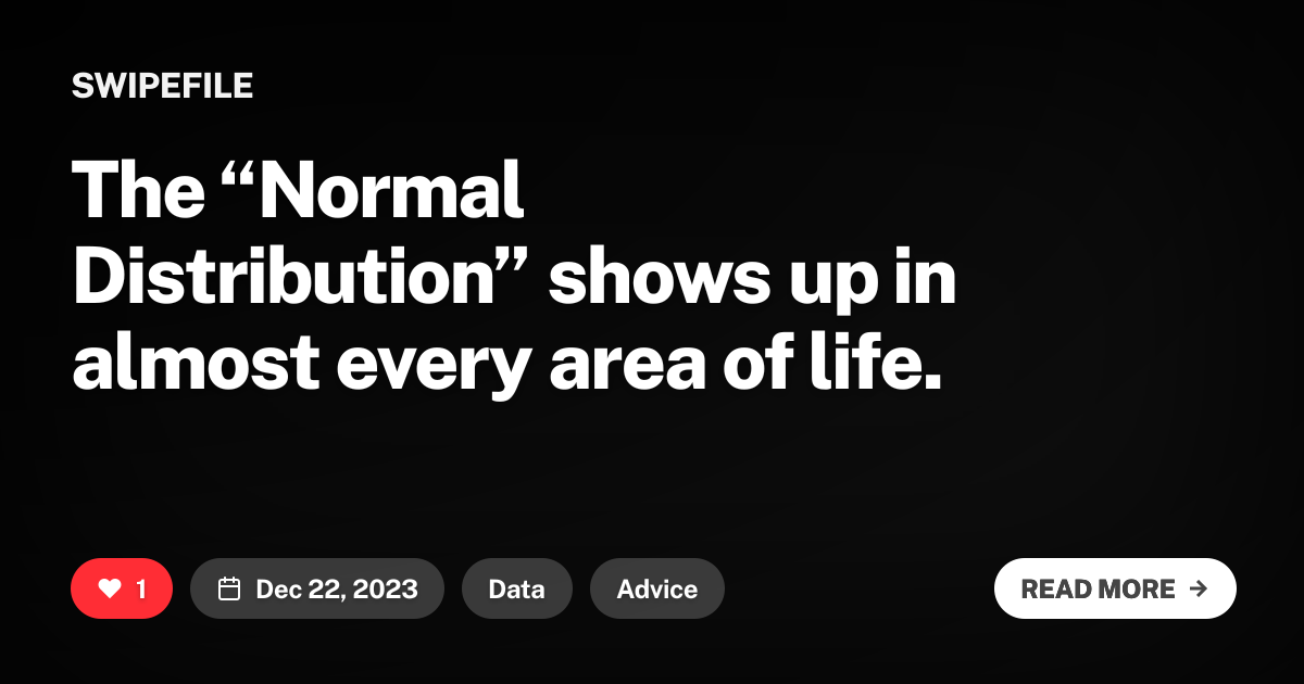 The “Normal Distribution” shows up in almost every area of life.