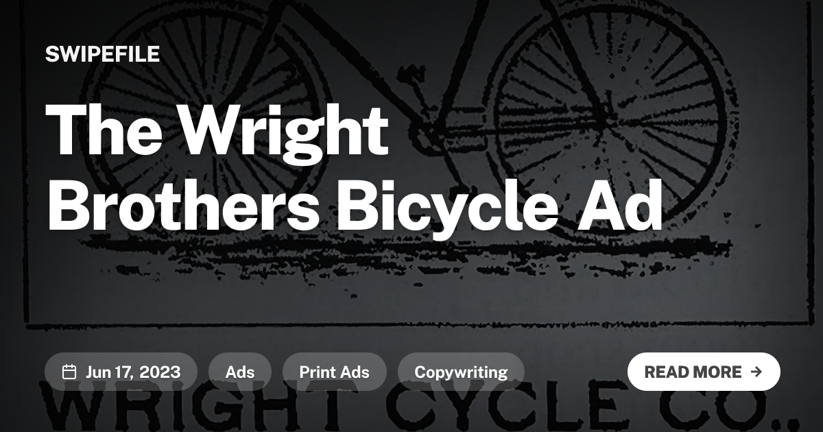 The Wright Brothers Bicycle Ad