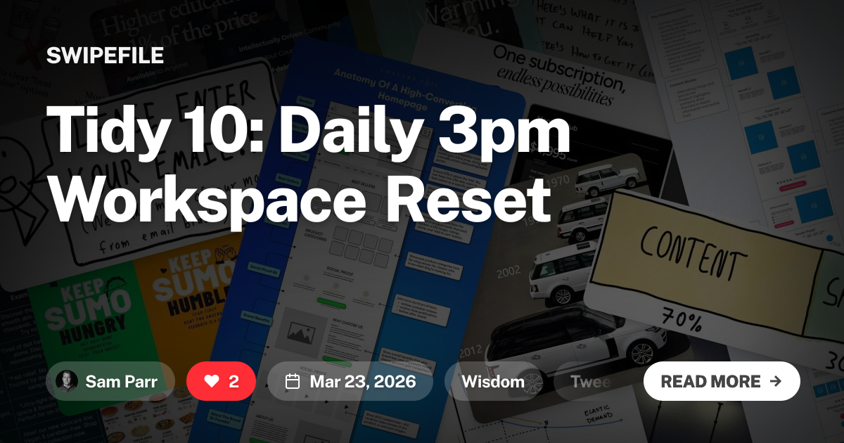 Tidy 10: Daily 3pm Workspace Reset