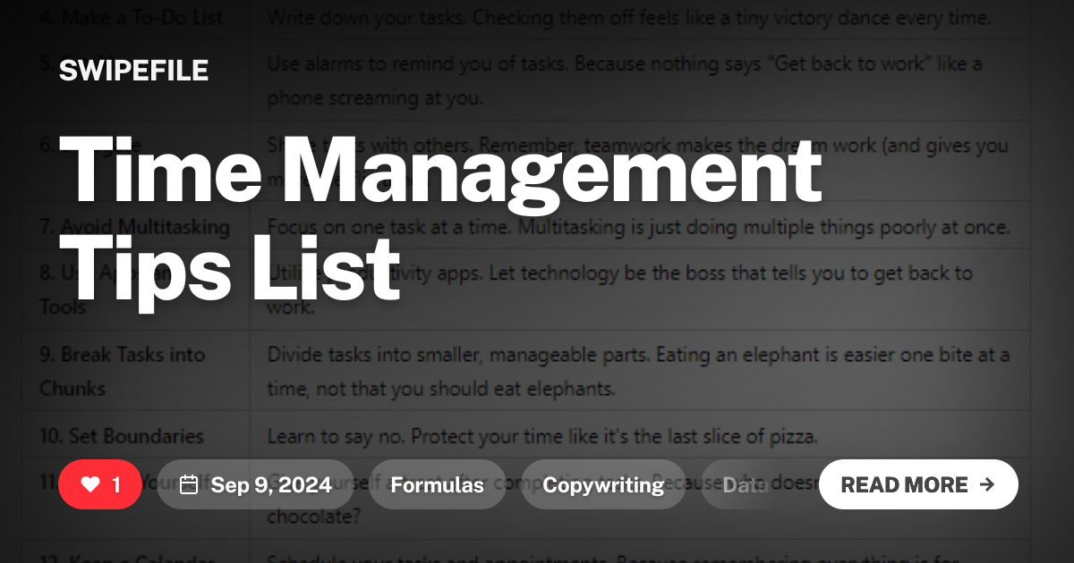 Time Management Tips List