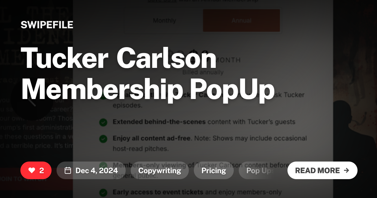 Tucker Carlson Membership PopUp