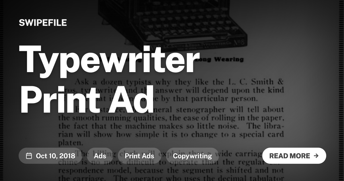 Typewriter Print Ad | Swipefile
