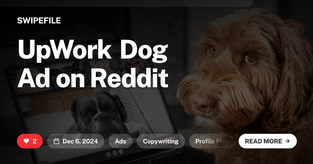UpWork Dog Ad on Reddit
