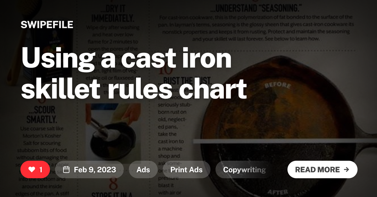 Using a cast iron skillet rules chart
