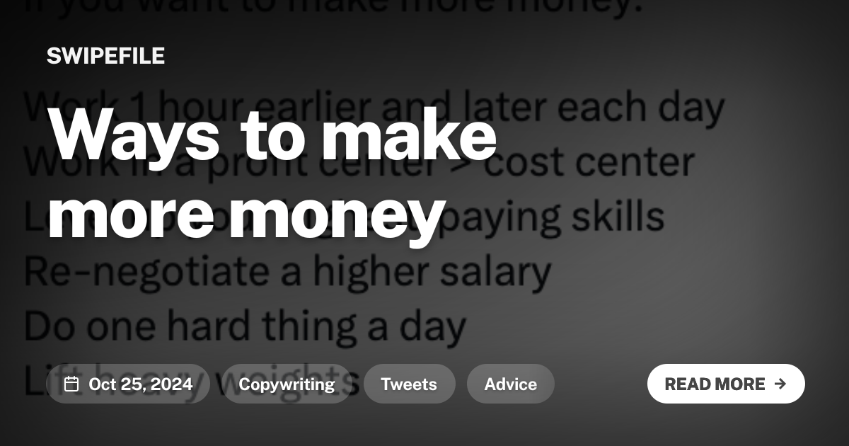 Ways to make more money