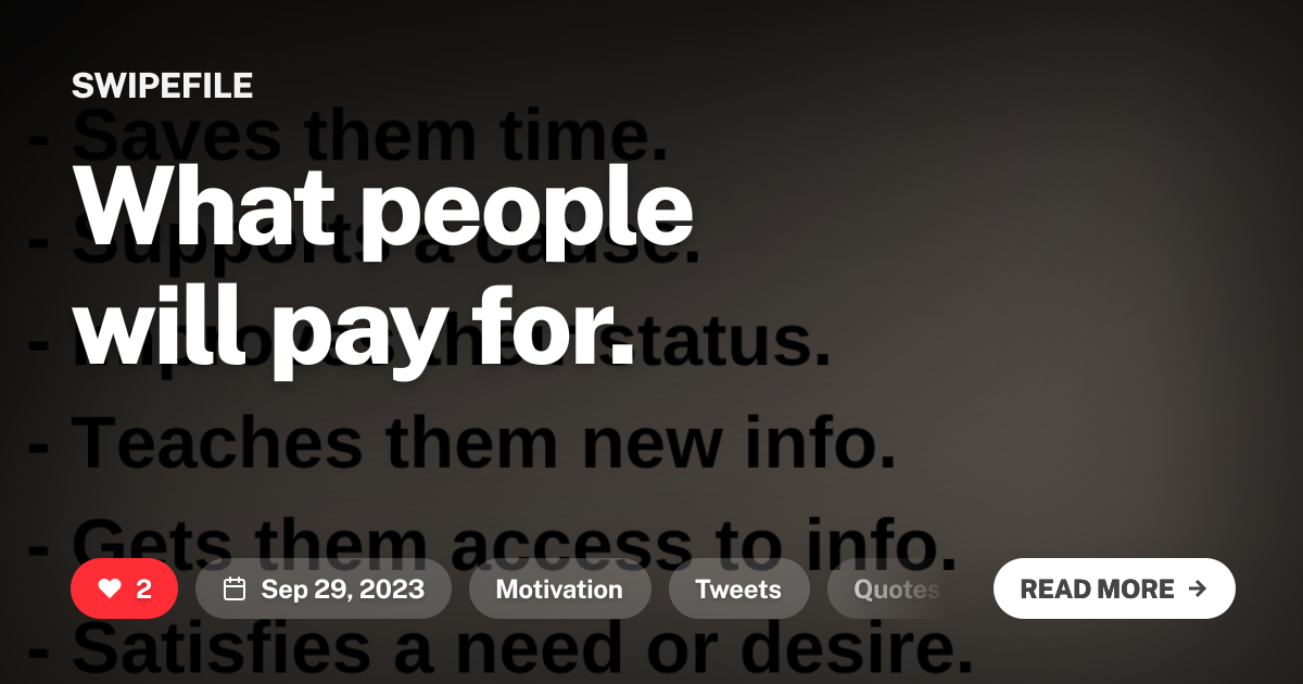 What people will pay for.