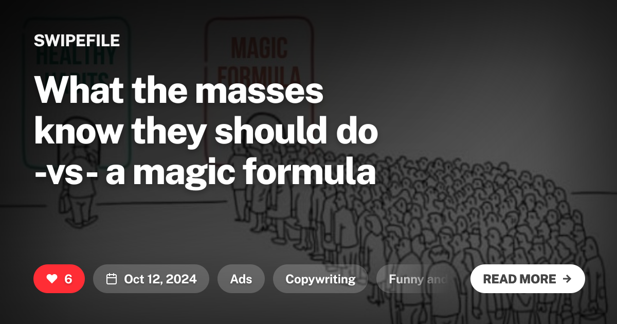 What the masses know they should do -vs- a magic formula