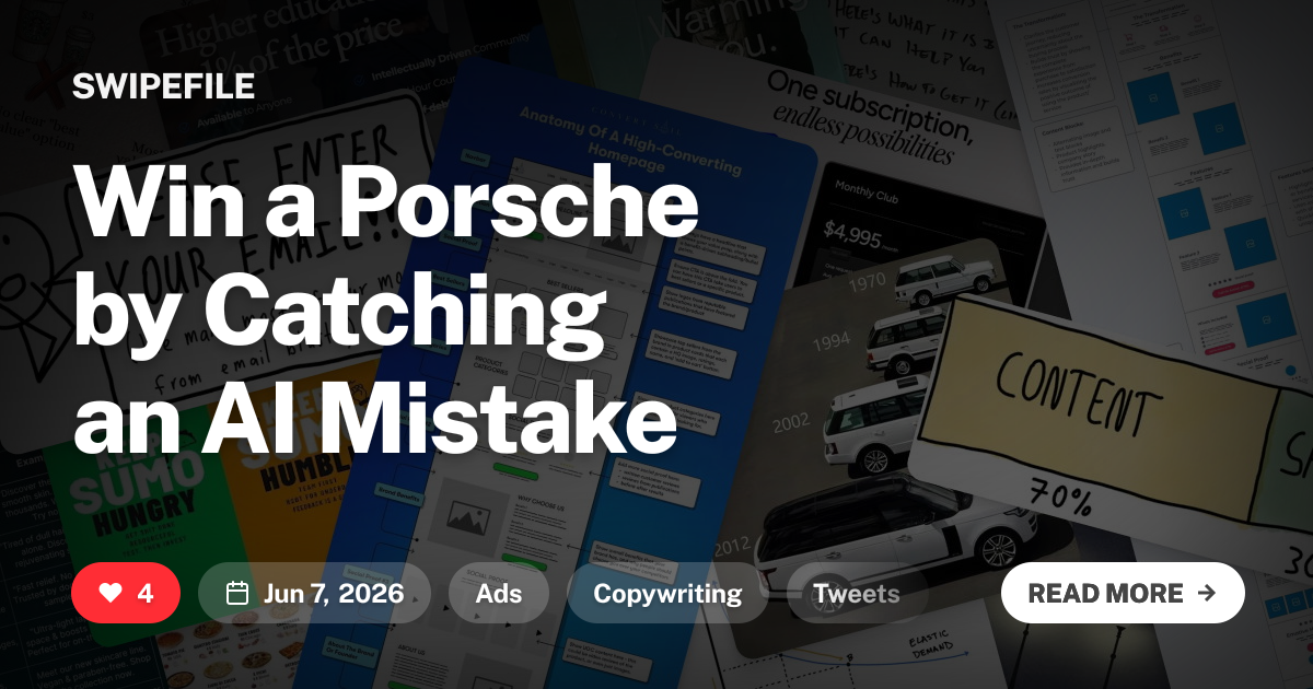 Catching Mistakes Win a Porsche by Catching an AI Mistake | Swipefile