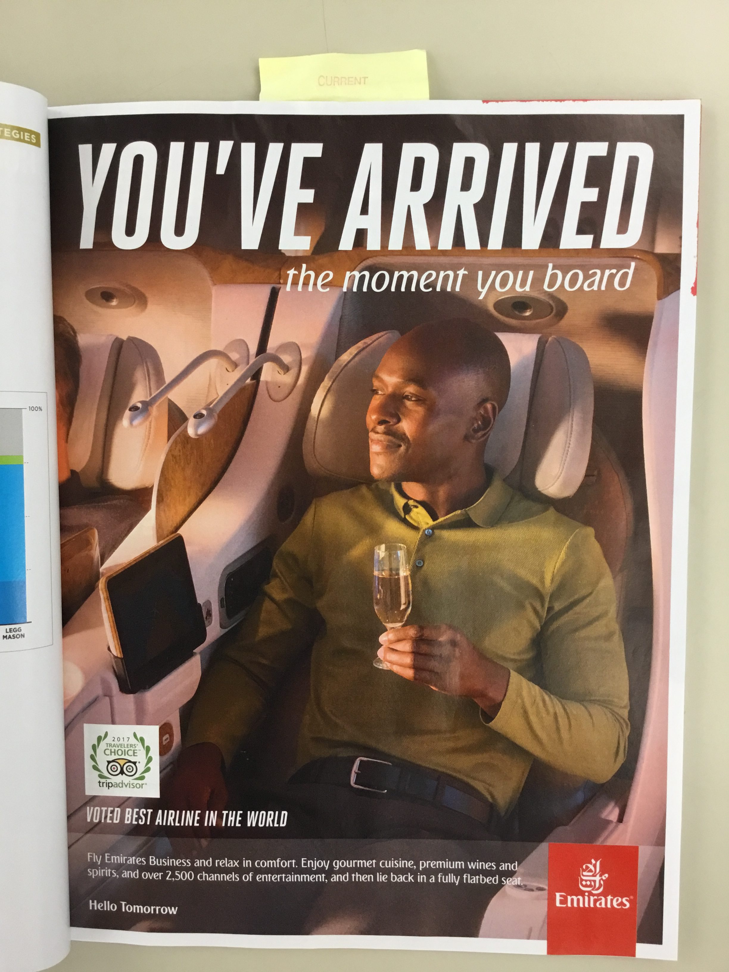 Emirates business class magazine ad