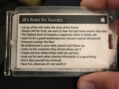 apples rules for success employee badge