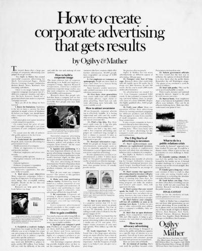 corporate advertising that sells