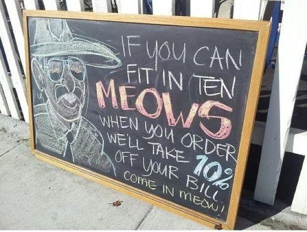 meow restraunt sign