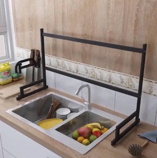 product gif over sink dish rack