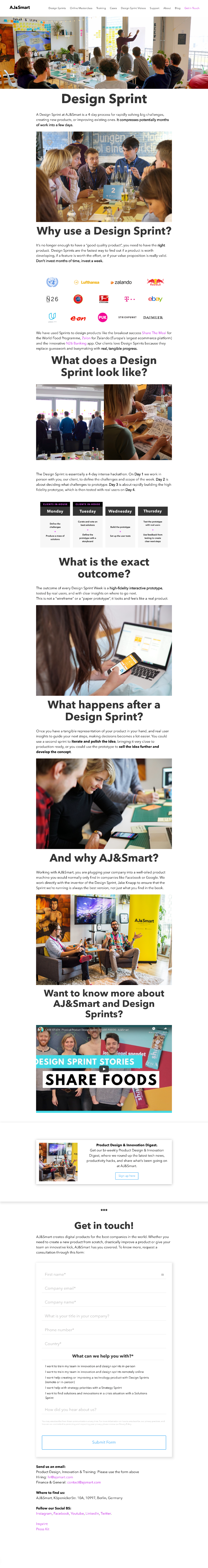 ajsmart design sprint landing page