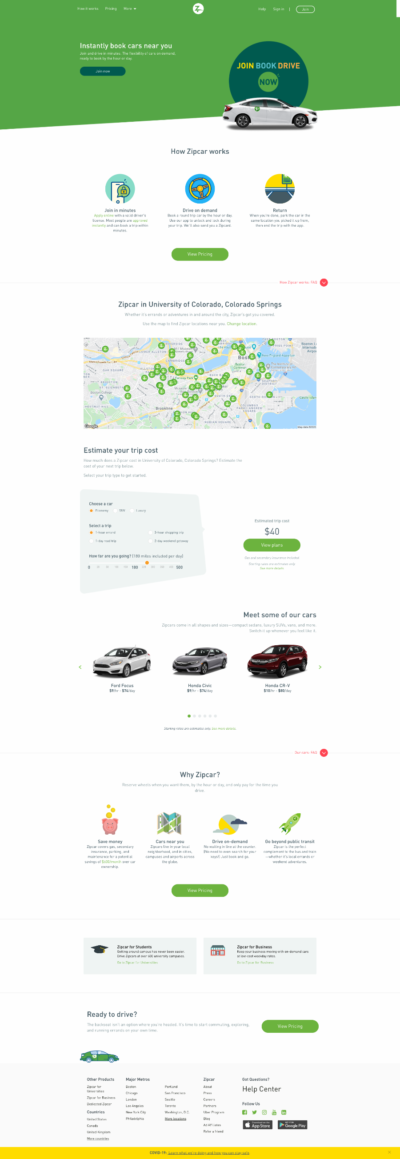 Zipcar Home Page