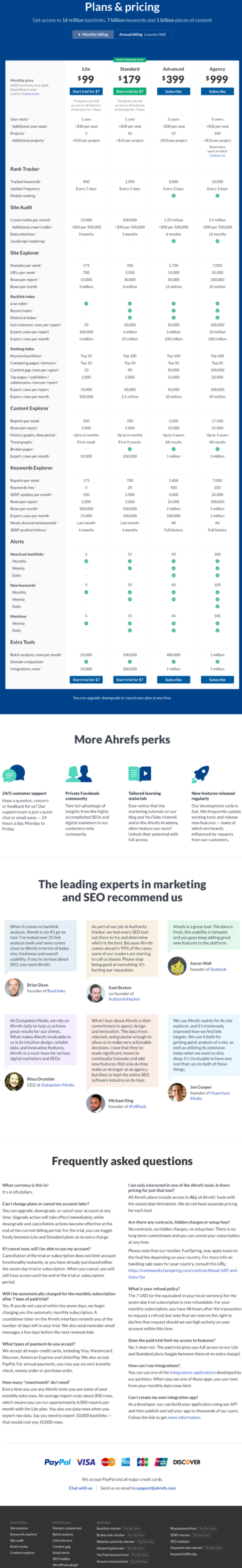 ahrefs pricing page screenshot
