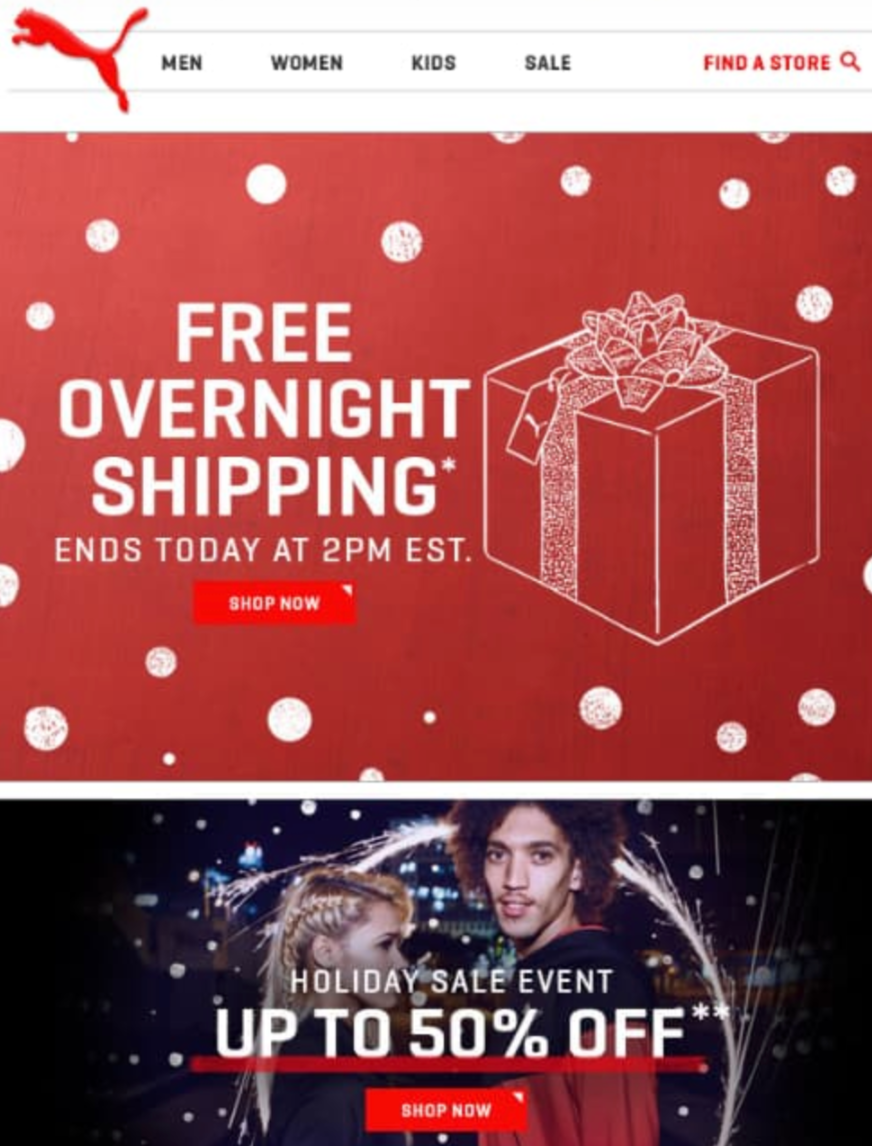 Puma Christmas Overnight Shipping Email File