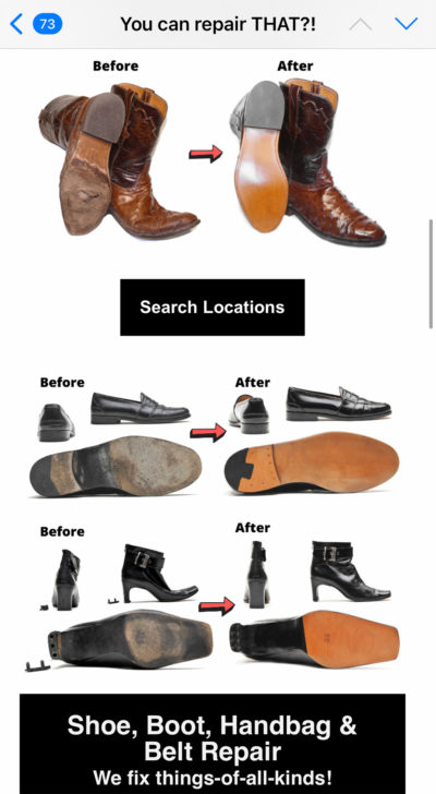 Austin Shoe Hospital Email with Before/After Pics - Swipe File