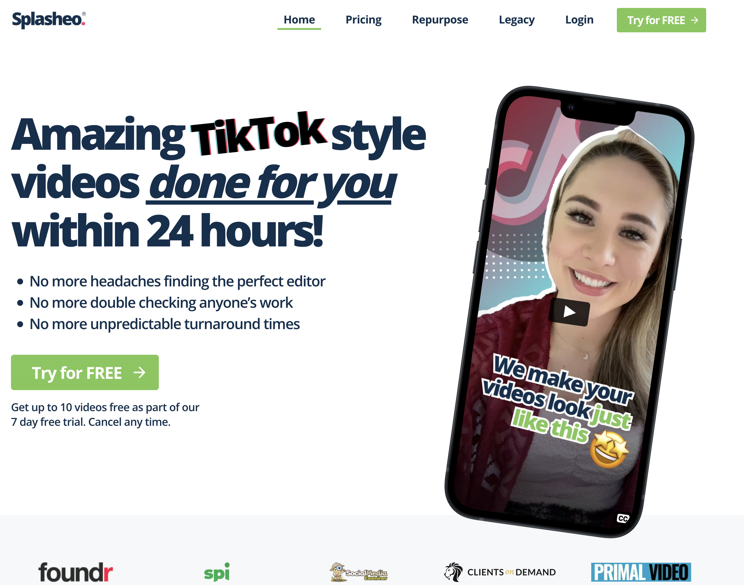 Tik Tok Clips Agency Homepage