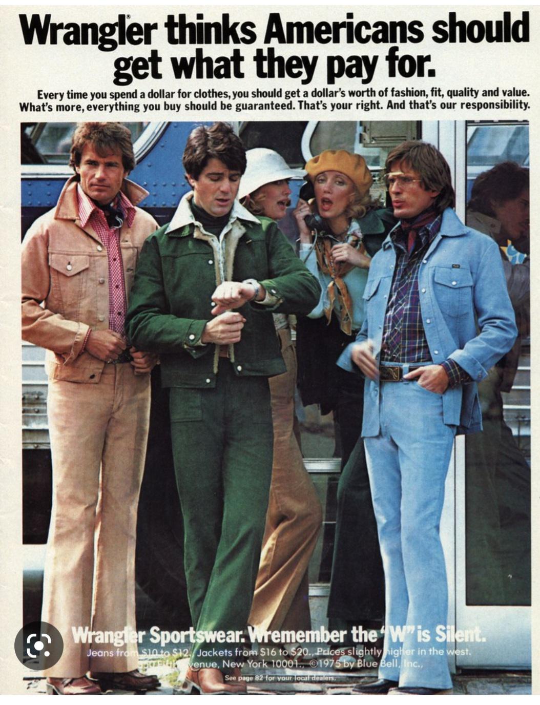 1975 “Recession Copy” for Wrangler Jeans Ad - Swipe File